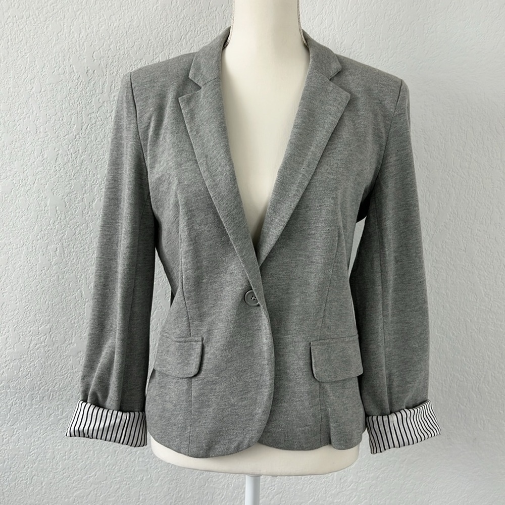 Cynthia Rowley Gray Cotton Lined Blazer Jacket Medium‎ Work Casual - Picture 9 of 11